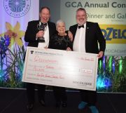 Guy Topping with Sue Allen and Ian Flounders raising funds for Greenfingers at the GCA in 2020